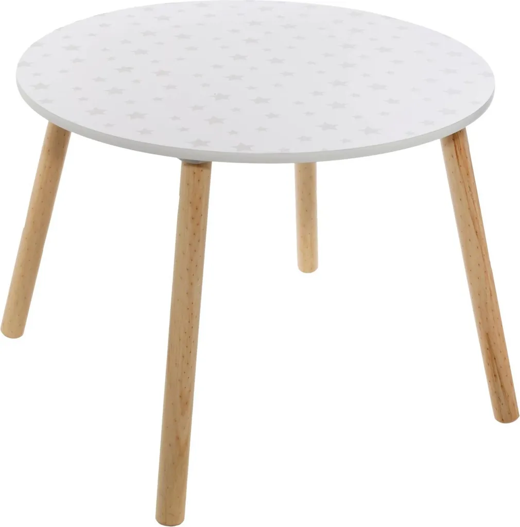 Table ronde enfant sécurisée Ø 60 cm blanche et étoiles - Facile à laver