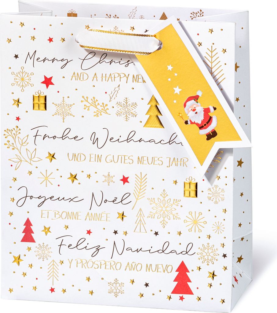 Geschenktaschen medium Weihnachten Frohe Weihnachten Merry Christmas mehrsprachig