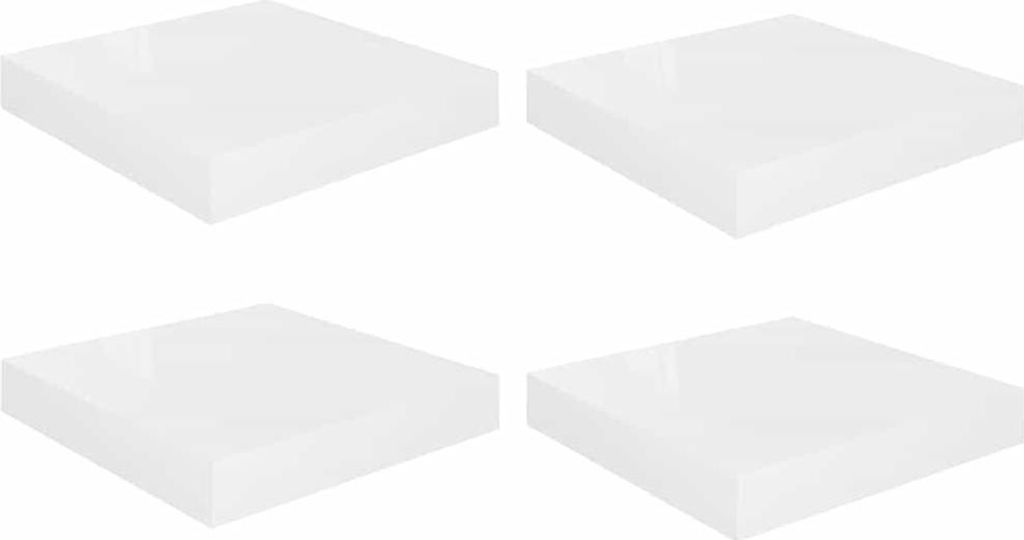 vidaXL Závěsné police 4 ks. MDF deska 23x23,5x3,8 cm, bílá, Obrázek produktu 