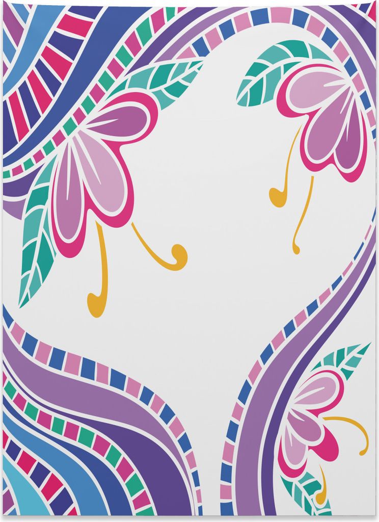 Abakuhaus Blume Wandteppich, Leuchtende Linien Lily Petals aus Weiches Mikrofaser Stoff Kein Verblassen Klare Farben Waschbar, 110 x 150 cm, Violet...