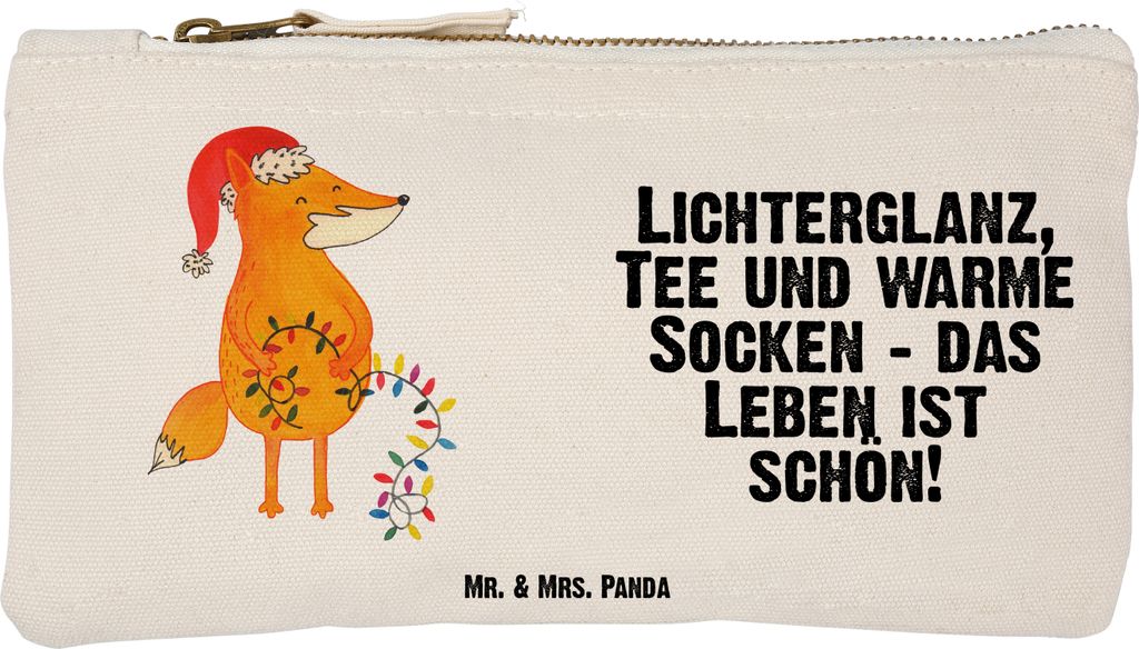 Mr. & Mrs. Panda Etui Fuchs Weihnachten Größe S Klein - Weiß - Geschenk, Pouch, Kosmetiktasche, Heiligabend, kosmetiktäschchen, Weihnachtsmann,...
