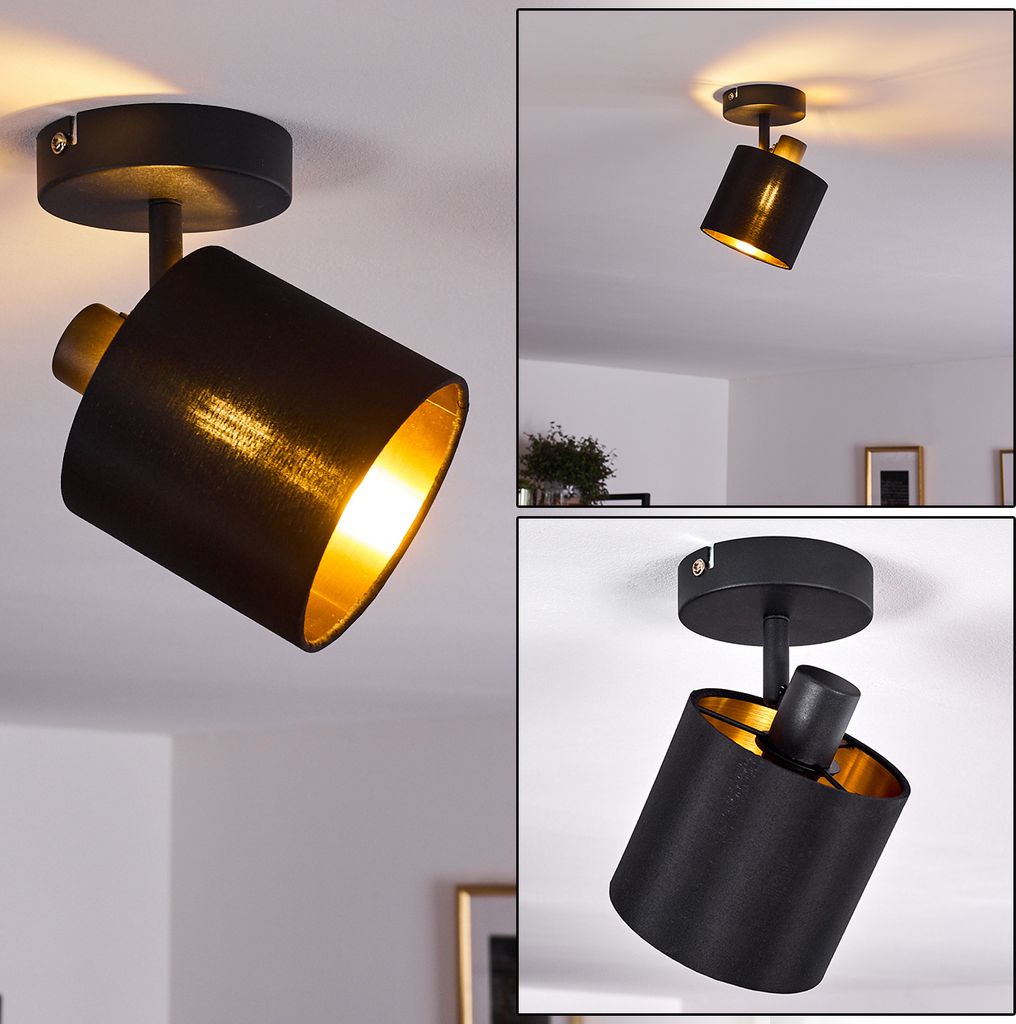 Costa »Costa« Wandlampe aus Metall/Stoff in Schwarz/Gold
