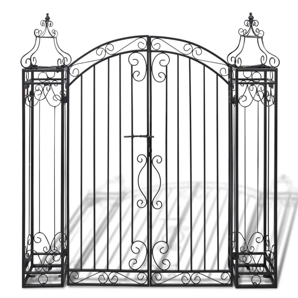 Porte de jardin fer forgé anti-corrosion 122x134 cm pour extérieur
