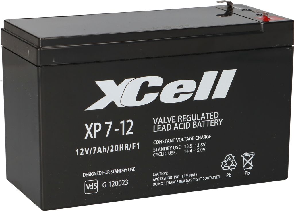 XCell Blei-Akku XP7-12 (VdS) AGM, Standard, Faston 4,8 mm Produktbild 