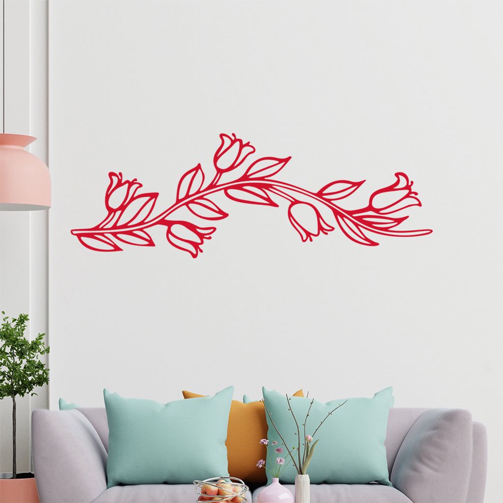 Blumen - Ranken Wandtattoo in 6 Größen - Wandaufkleber Wall Sticker - Dekoration, Küche, Wohnzimmer, Schlafzimmer, Badezimmer