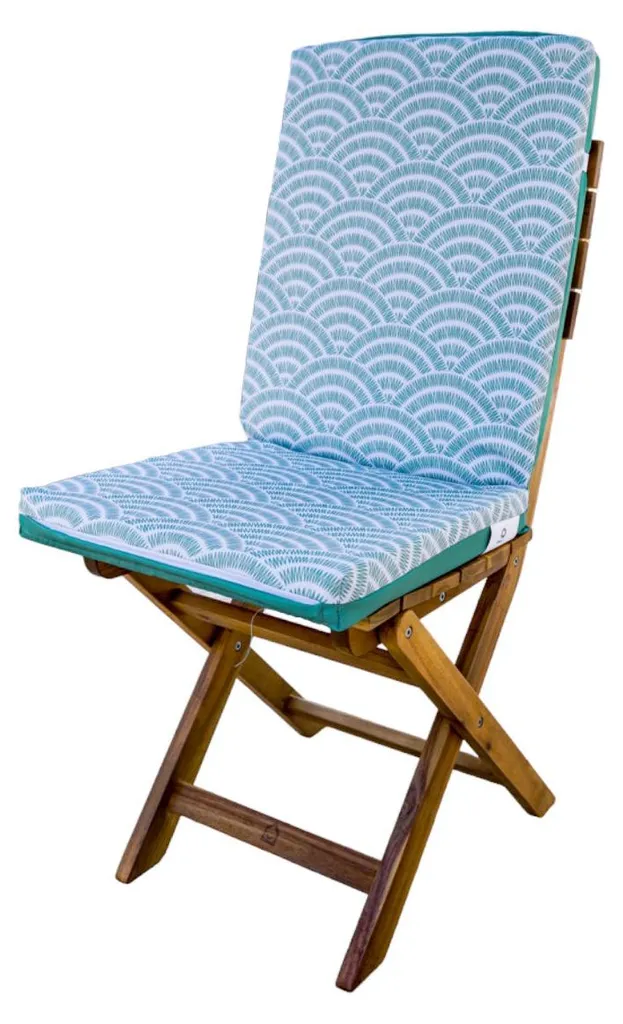 Coussin de Chaise à Motif Éventails Verts 95x40 cm - Ensemble de 4