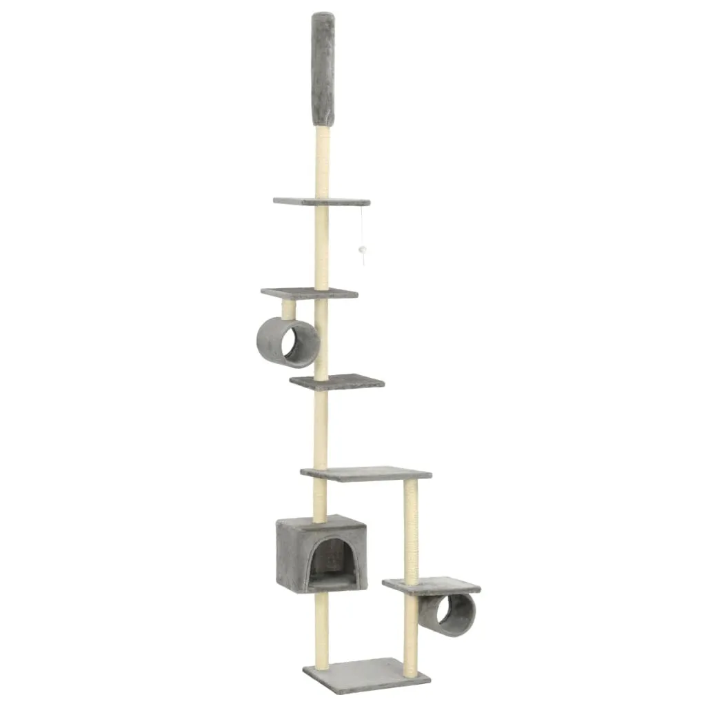 Tiragraffi Gatto 260cm vidaXL Grigio - Struttura Multilivello in Sisal