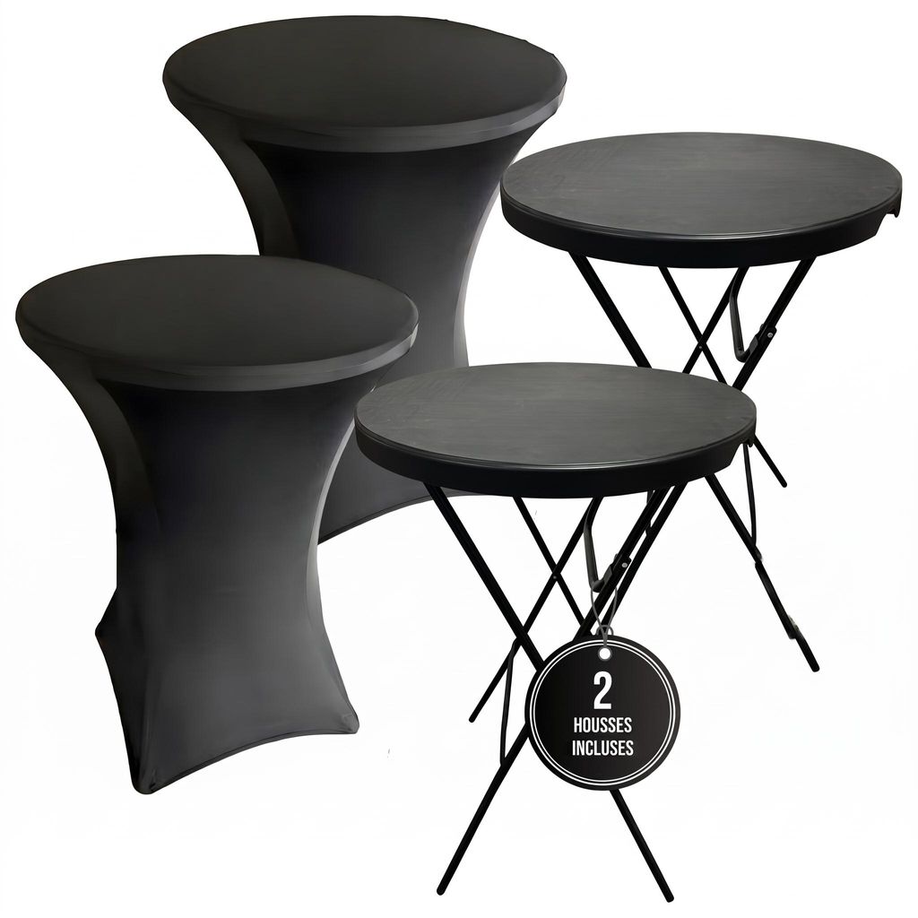 IvoQ Lot de 2 Mange-debout Noir – Inclus 2 Housses Image du produit 