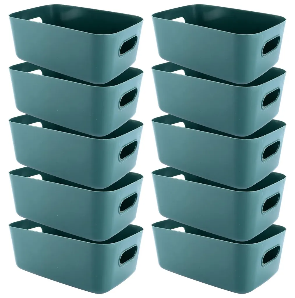 Panier de Rangement en Plastique Vert Empilable - Lot de 10 (30x20cm)