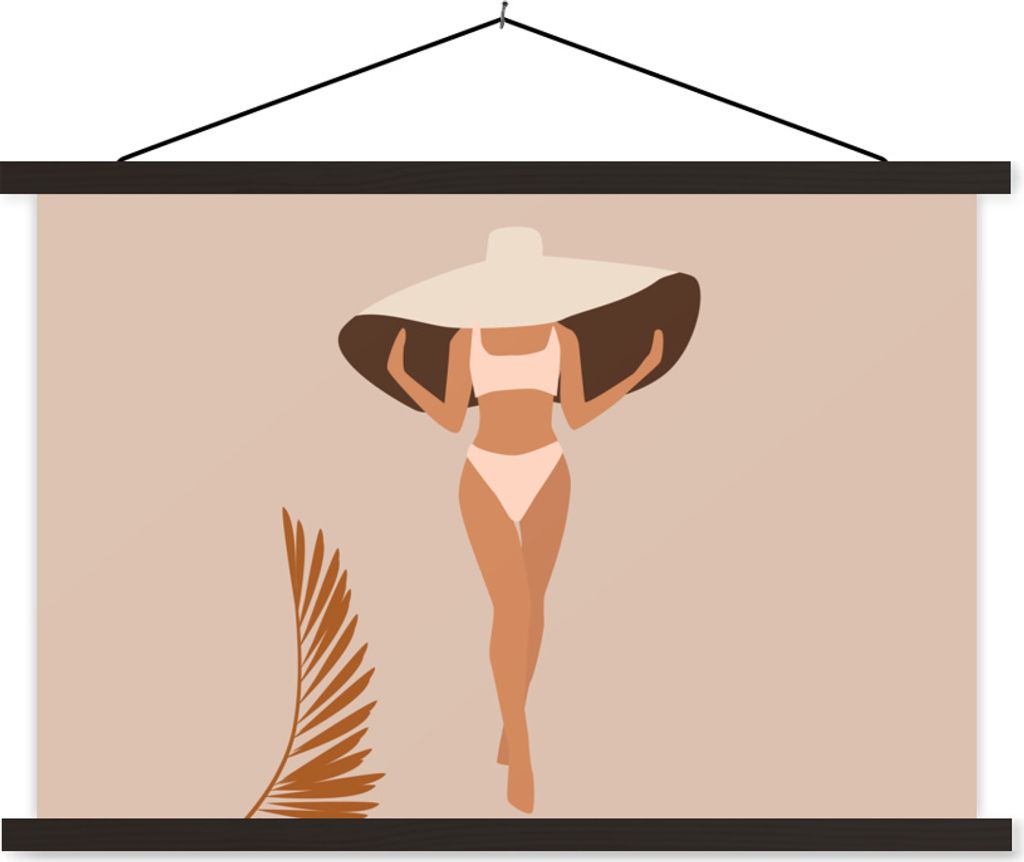 MuchoWow Textilposter Sommer - Hut - Bikini 150x100 cm mit schwarzem Rahmen - Schlafzimmer