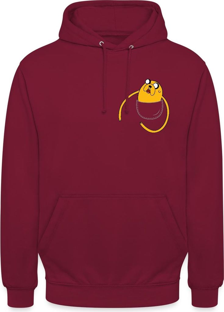 Spreadshirt Adventure Time Mit Finn Und Jake Brusttasche Uni Hoodie, L, Bordeaux