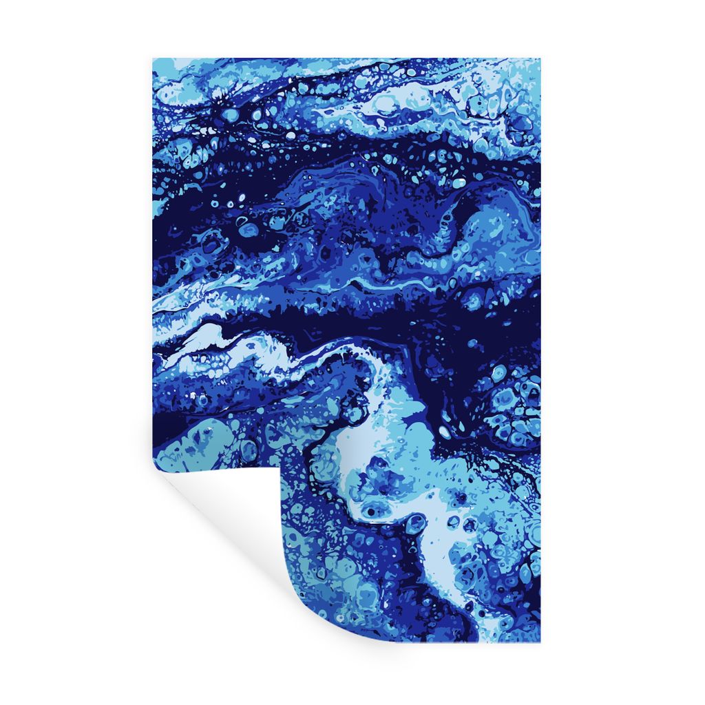 MuchoWow Wandtattoo Wandsticker Wandaufkleber Marmor - Blau - Aquarell 80x120 cm Selbstklebend und Repositionierbar - Repositionierbar - Wasser a...