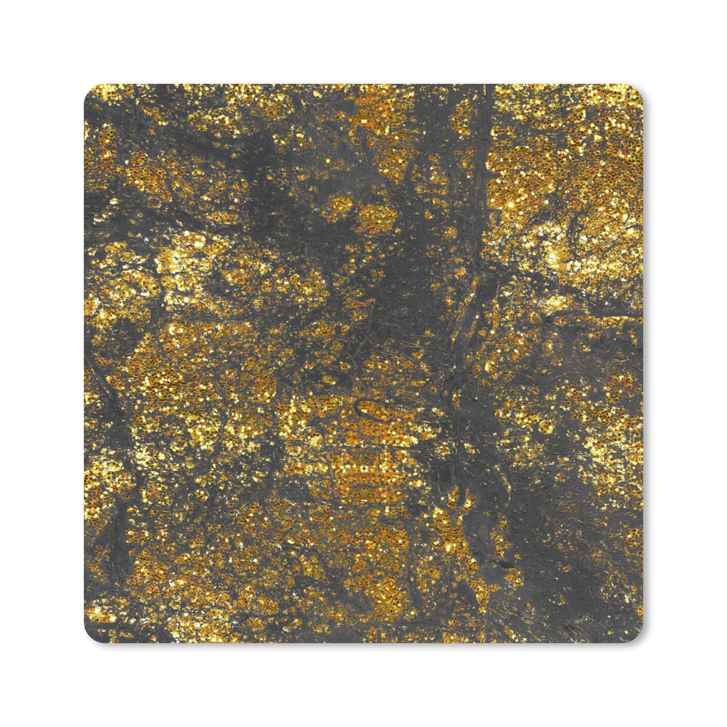 MuchoWow Mauspad Mousepad Marmor - Gold - Glitter - Schwarz 20x20 cm - Mousepads - Maus Mat - Pad - Mausunterlage - Desk Mat - Bureauartikeln