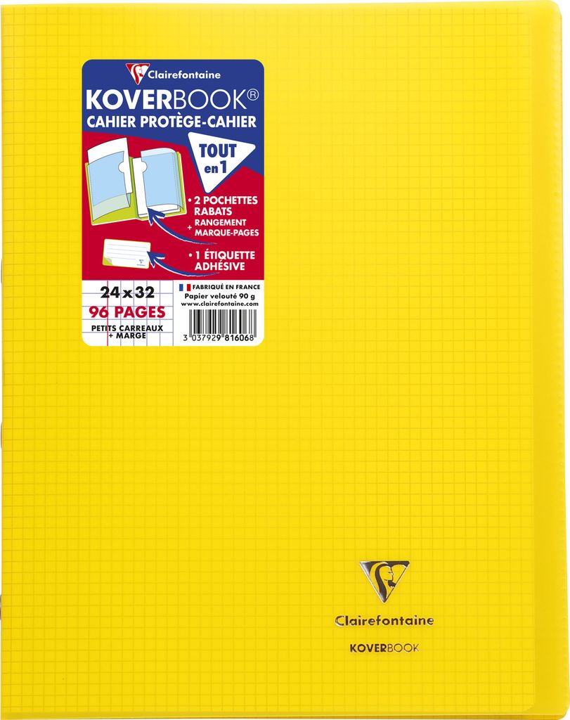 Clairefontaine 10x Koverbook, Heft 24x32cm, 48 Blatt 90g,kariert Gelb 981606C