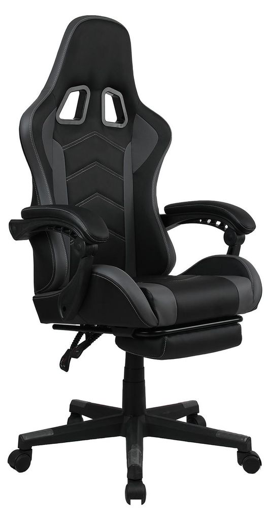 home24 Gamingchair - Schwarz / Grau - Kunstleder Produktbild 