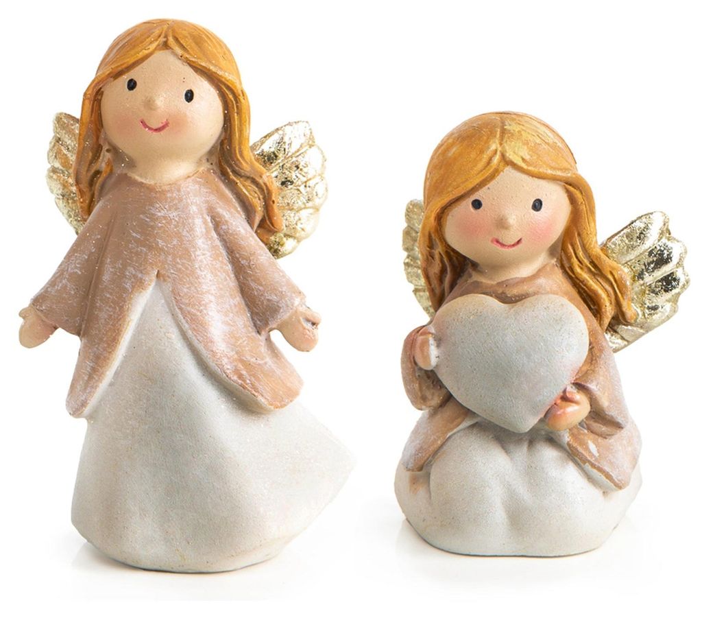 2 kleine Schutzengel Figuren Weihnachten Give-Away Glücksbringer 7,5 cm
