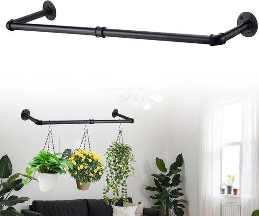 Macramé-Plafondhaken für Pflanzen - 3 Haken - schwarz - metallisch - Wandmontage