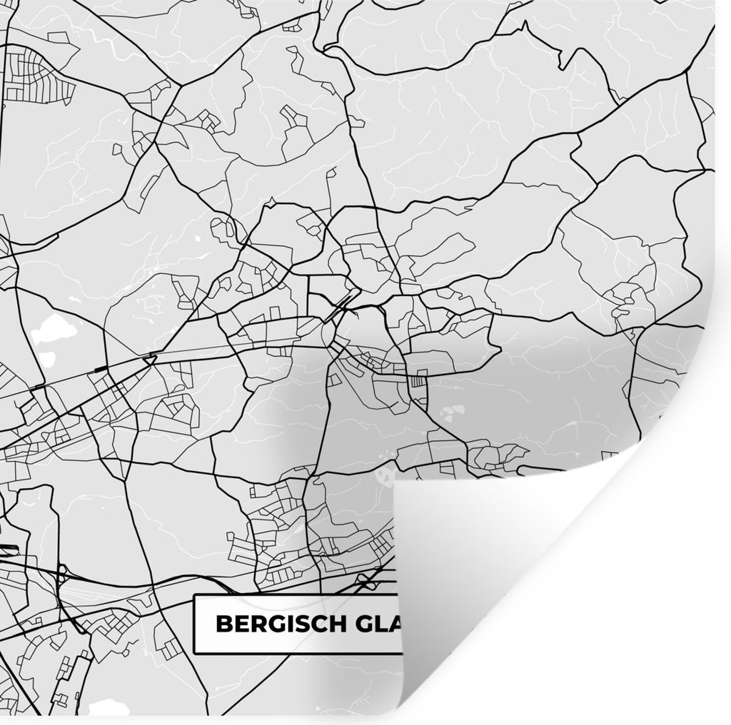 MuchoWow Wandtattoo Wandsticker Wandaufkleber Stadtplan - Deutschland - Karte - Bergisch Gladbach 50x50 cm Selbstklebend und Repositionierbar - S...