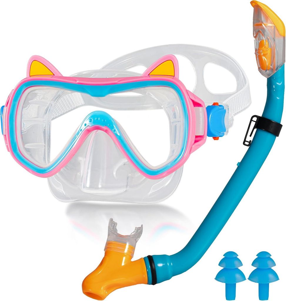 Schnorchelset für Kinder mit 180° Anti-Beschlag Panoramablick Tauchmaske und trockener Schnorchelset-Technologie - Weiche Silikonabdichtung zum S...