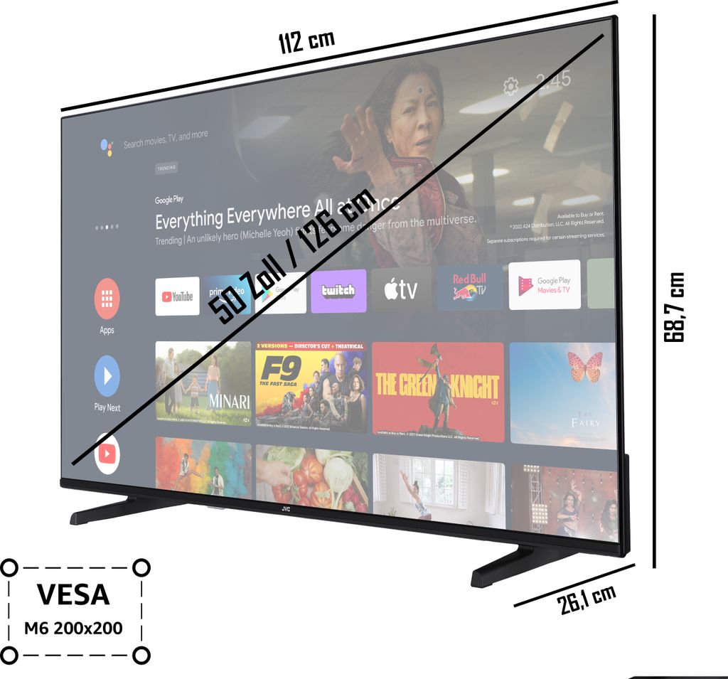 JVC LT-50VA3355 50 Zoll Fernseher / Android Smart TV (4K Produktbild 3