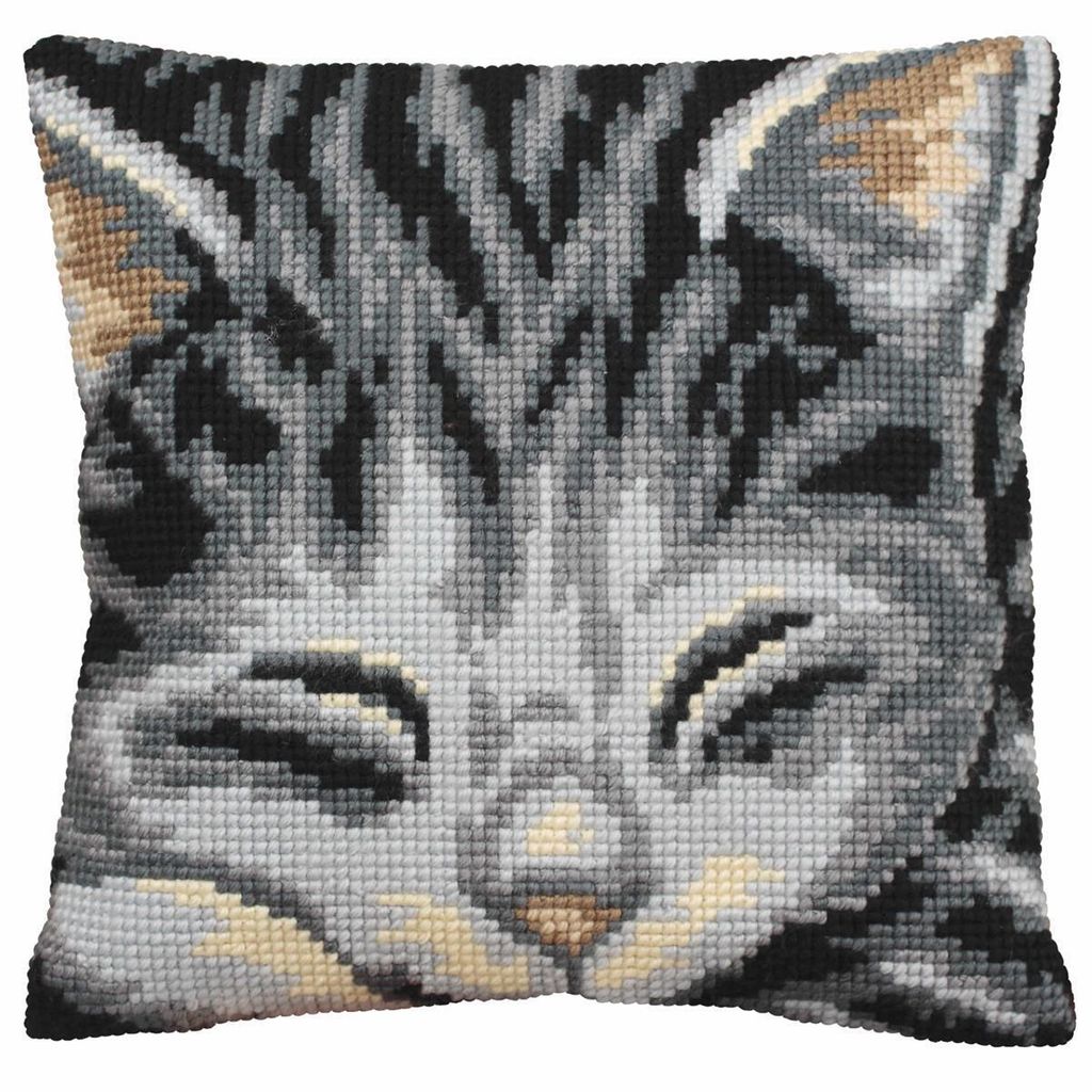 CdA Kreuzstichkissen "Jasmin - Katze" 5082, 40x40cm, Stickbild vorgezeichnet