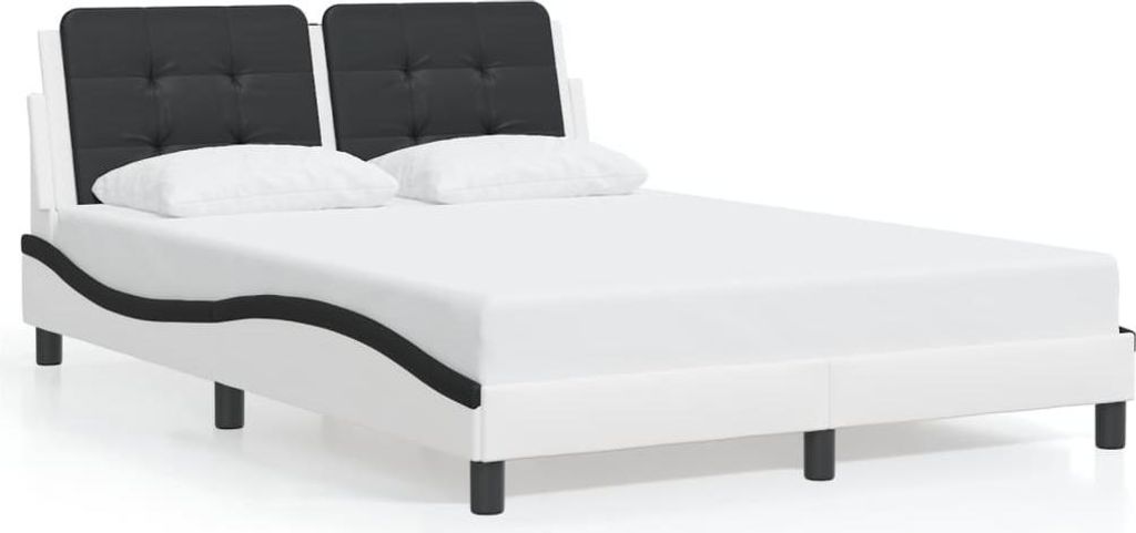 vidaXL Bettgestell ohne Matratze "Zadar" Weiß und Schwarz 140x190 cm Kunstleder