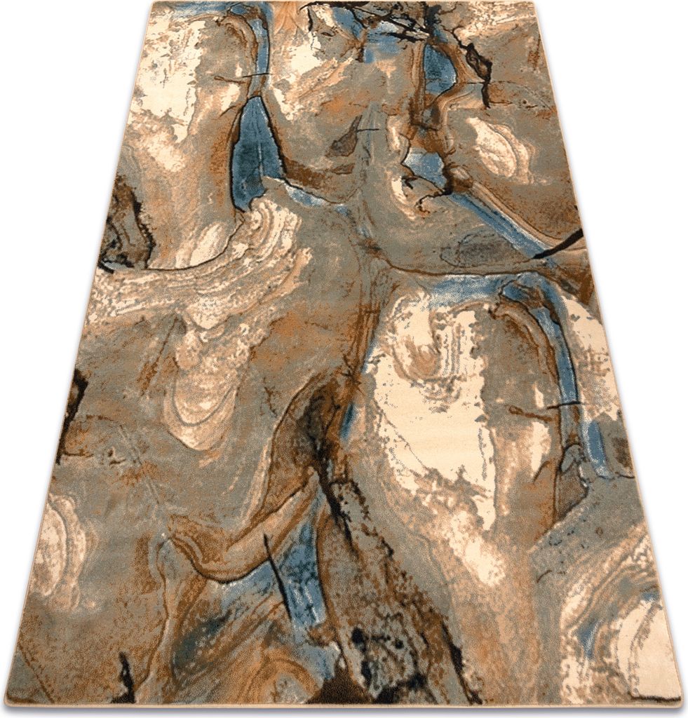 Wollteppich OMEGA Jaspis Abstraktion hellblau beige 200x300 cm