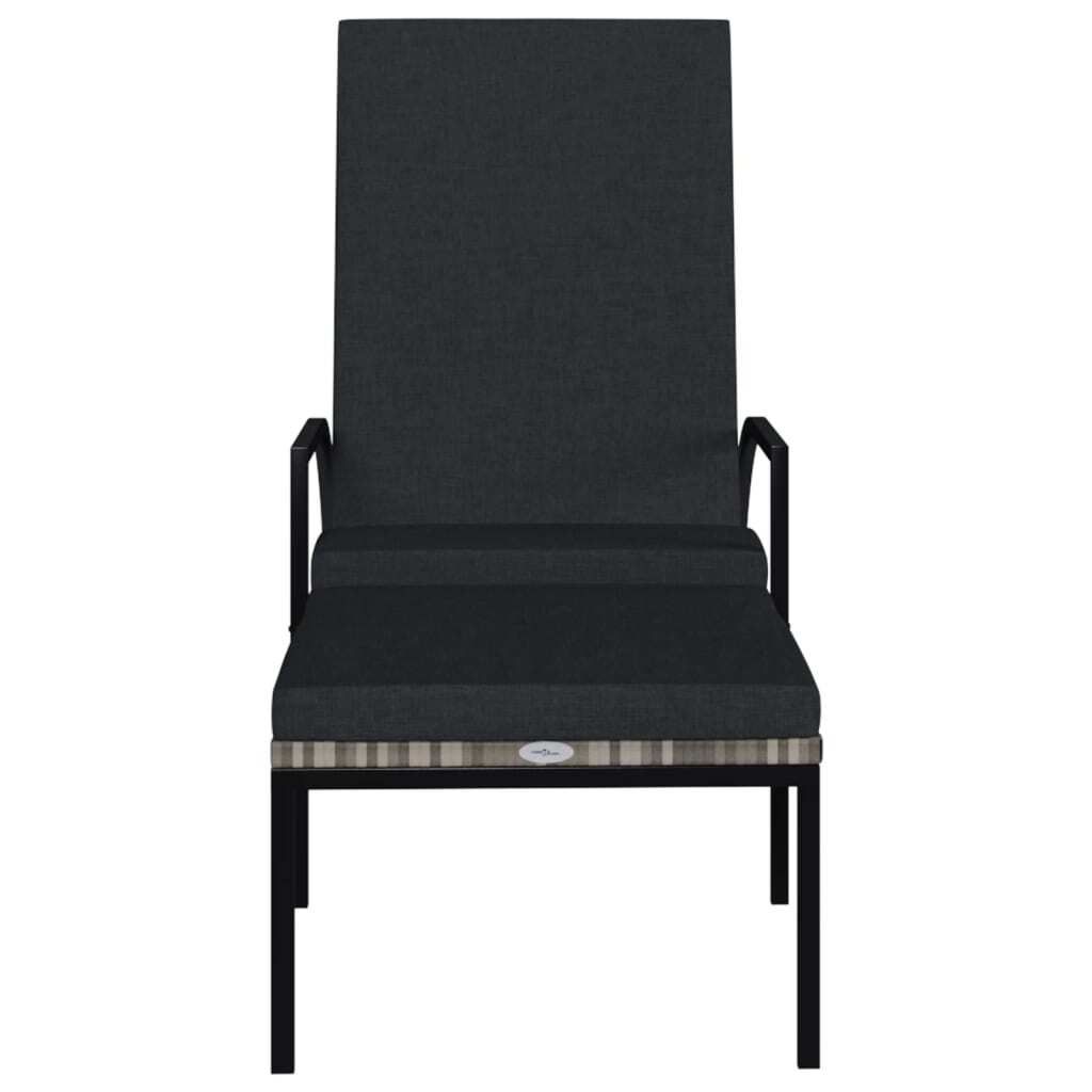 "Winter Sale" Gartenliegen - Grau Sonnenliegen 2er-set mit Fußhocker PE-Rattan Grau DE7609607