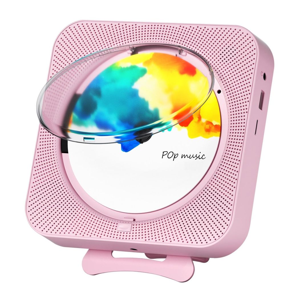 FORSMANO Multifunktionaler CD-Player mit Bluetooth, FM Radio, USB, TF-Karte, Kopfhöreranschluss, LED Display, Wiederholung & Timer, Rosa