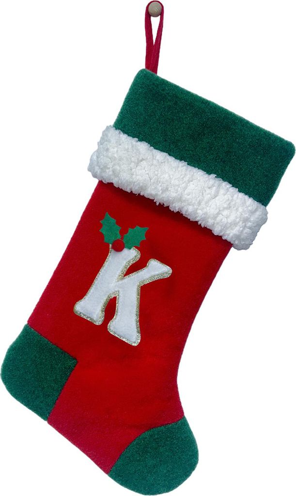 18 Zoll große Weihnachtsstrümpfe mit Monogramm und gestickten Initialen – ideal als Hänge-Weihnachtsdekoration für Kamin und Weihnachtsfeier.