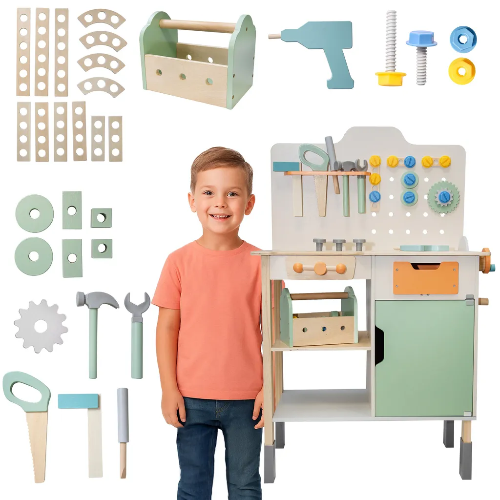 Jouet d'imitation établi bois pour enfant : Atelier Majsterek 4iQ complet