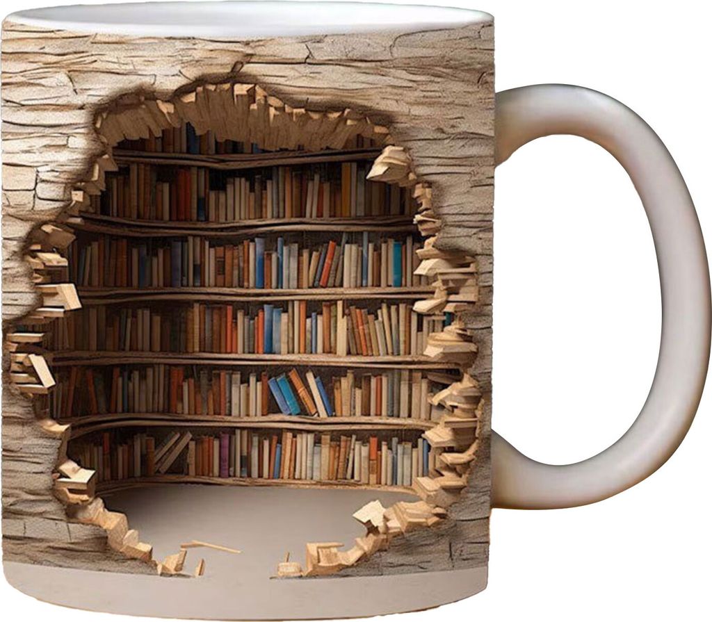 3D-Bücherregal-Tasse, Bibliotheks-Bücherregal-Tasse, Produktbild 