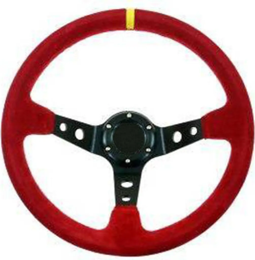 Volant Sport 350 mm Daim Rouge contre les Glissements en Virage Serré