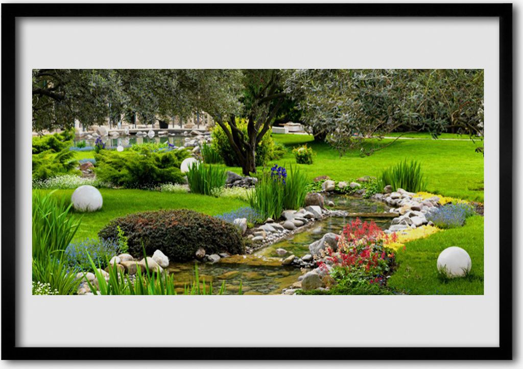 Bild 100x70 MDF-Rahmen Wandkunst Baum Natur-Garten-Blumen