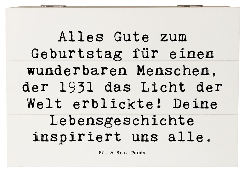Mr. & Mrs. Panda Holzbox Spruch 1931 Geburtstag 22 x 15 cm - Weiß - Geschenk, Kiste, feiern, historisches, Schatulle, Holztruhe, Happy Birthday, s...