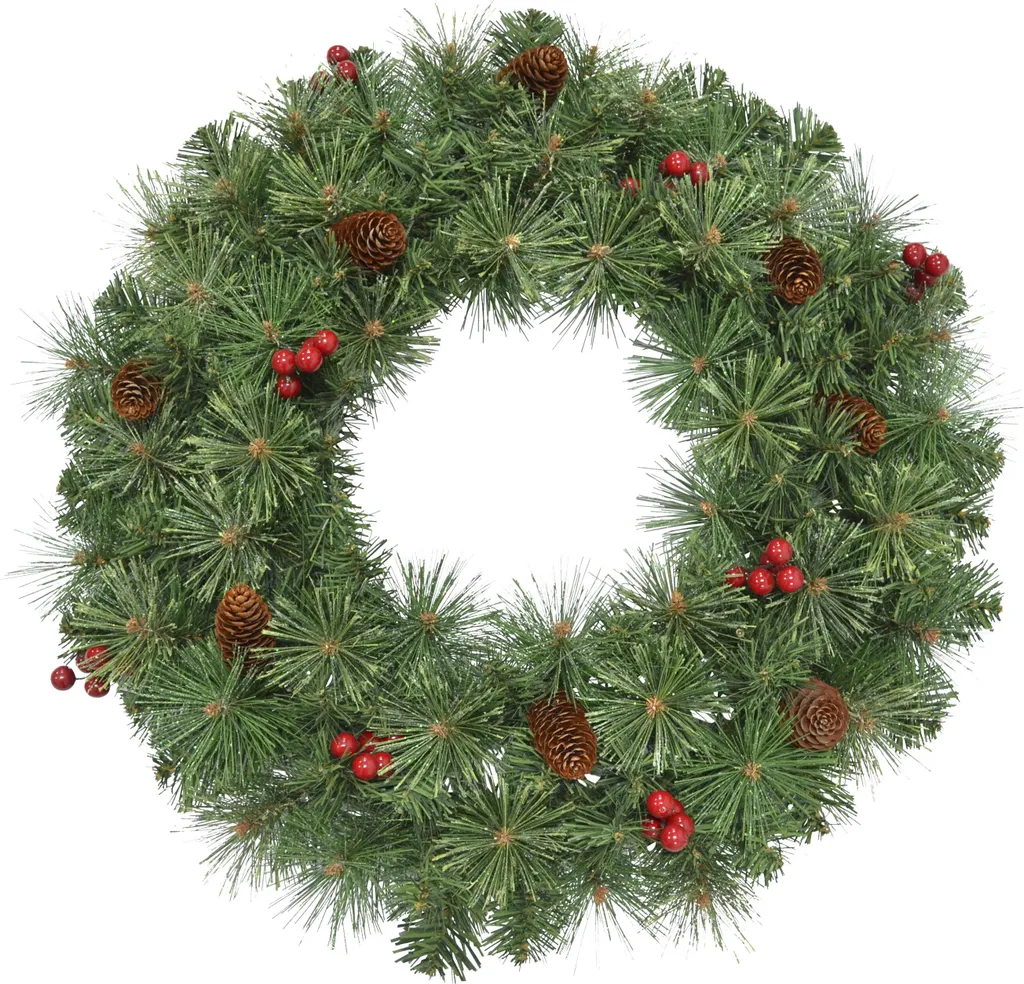 Grande Couronne de Noël Artificielle Verte 60cm - 115 Brins Souples
