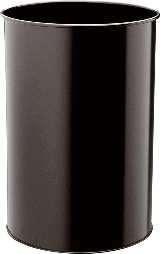 Stabiler runder Mülleimer 30 Liter aus Metall, schwarz, 450 x 315 mm (Höhe x Breite)