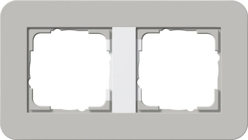 GIRA 0212412 Cadre de finition double Standard 55 Gris et Blanc Brillant