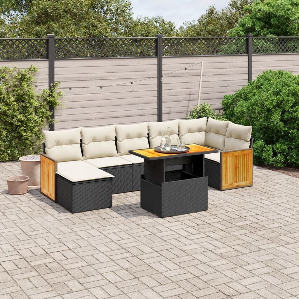 Design 8-tlg. Garten-Sofagarnitur mit Kissen Schwarz Poly Rattan, Gartenmöbel-Sets 2024 Neu