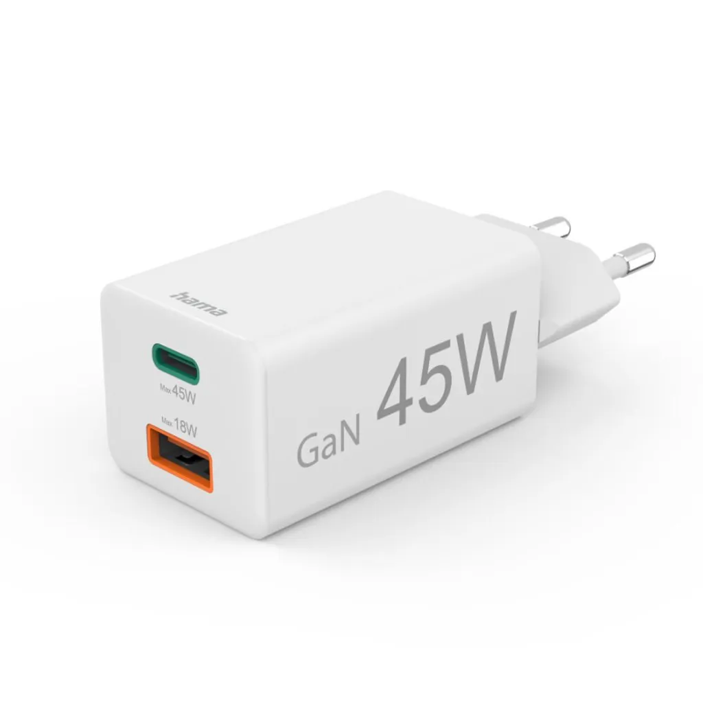 Caricatore GaN 45W Hama 00125141 Fast Charge USB-C PD + USB-A