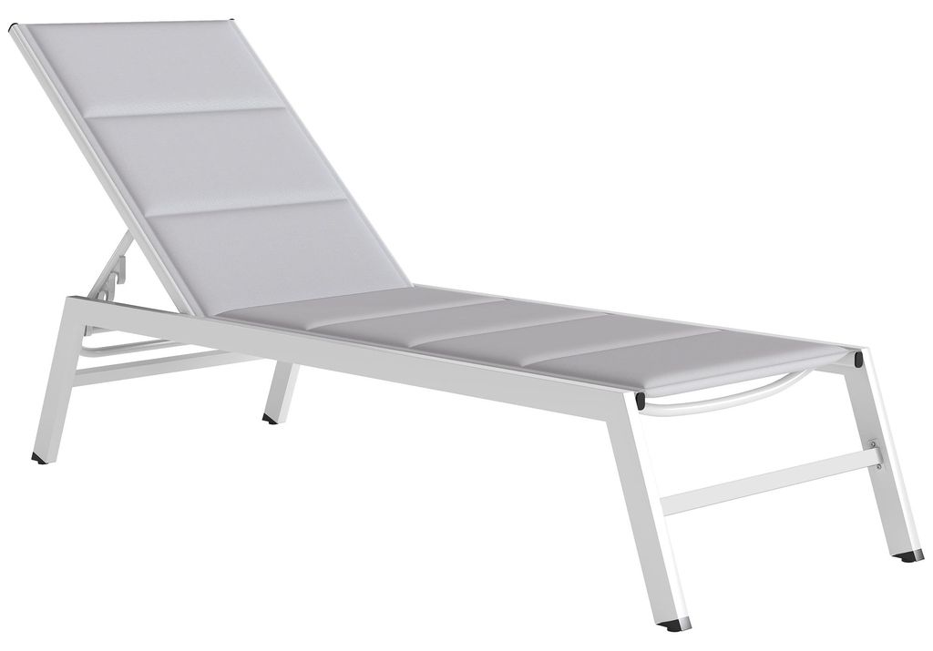 Sonnenliege Atmungsaktive Gartenliege mit 6-fach Verstellbar Rückenlehne Aluminiumrahmen Hellgrau