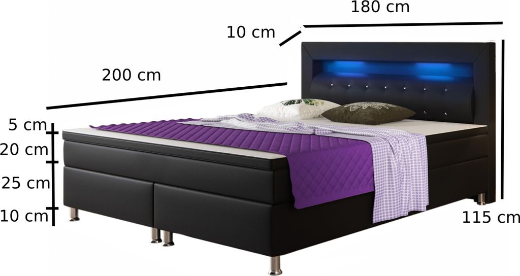 Inter Handels Boxspringbett Monaco 180x200, Boxspringbett Produktbild 6