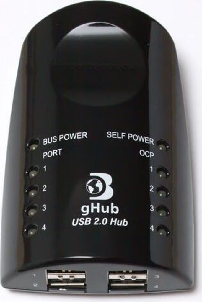 Dr. Bott gHub 2.0 Schwarz, 4-Port USB2 Hub, 230 V Euro