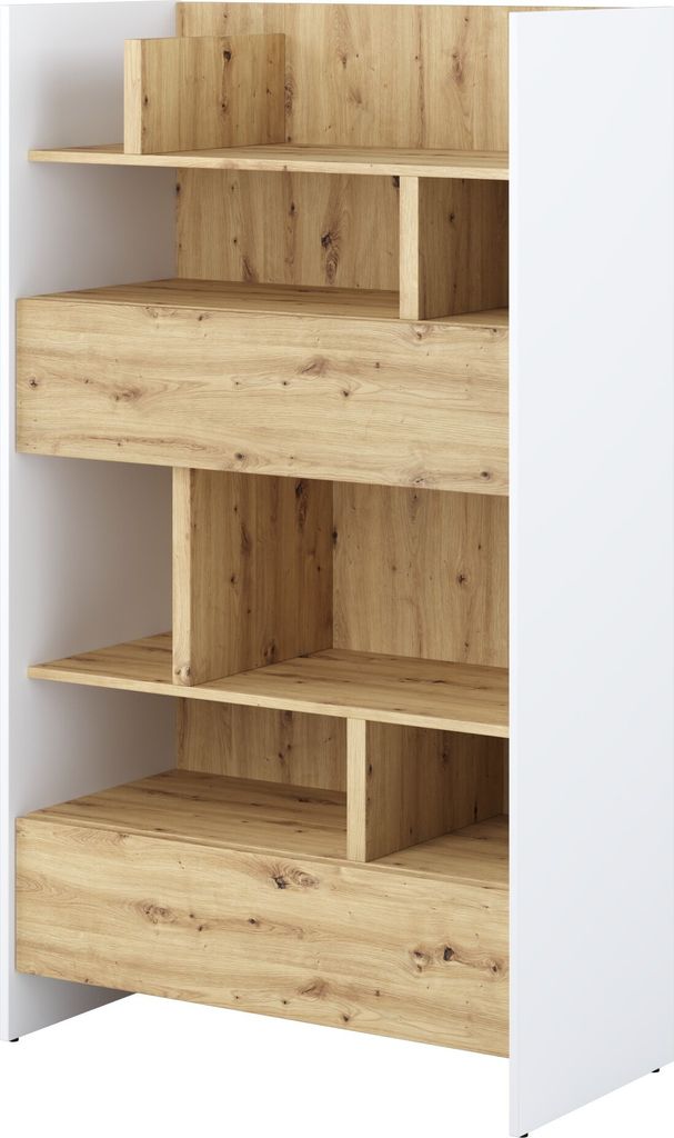 Regal Bed Concept Lenart BC-27 Standregal 92x158x40 cm Bücherregal passendes für horizontale Schrankbett (BC-04) (Weiß/Artisan Eiche)
