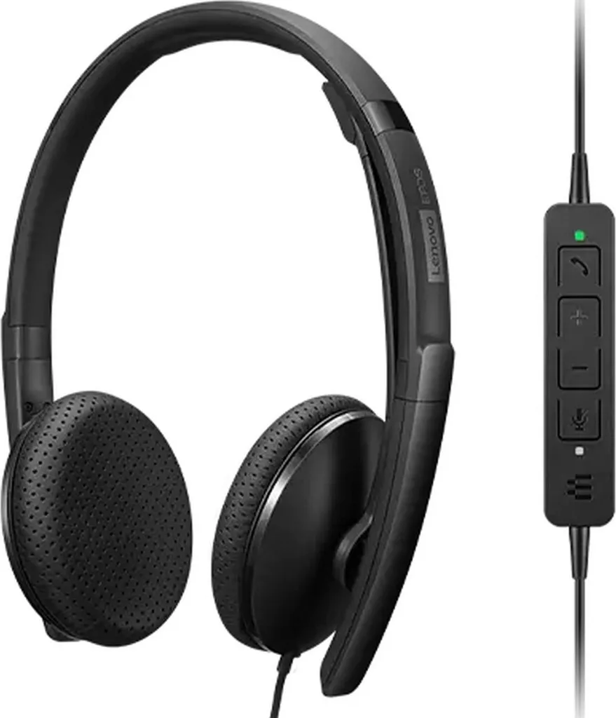 Lenovo Wired VOIP Headset UC - Casque Filaire USB avec Micro Anti-Bruit