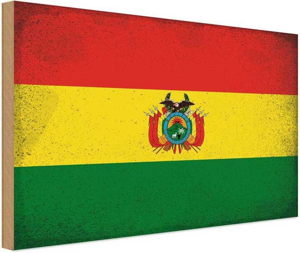 vianmo Holzschild 20x30 cm Bolivien Bolivia Vintage Flagge Fahne Wappen