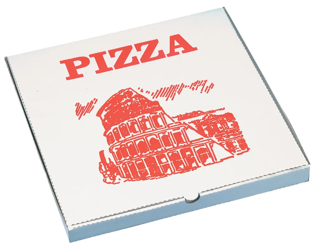 Boîte pizza résistante 330x330mm en carton rigide décor traditionnel
