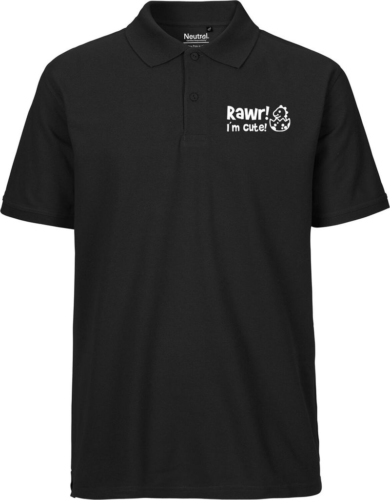 Huuraa Herren Polo Shirt Baby Dino I`m cute S Black Bio Baumwolle Fairtrade Poloshirt Geschenkidee