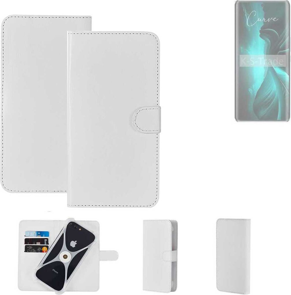 K-S-Trade Handy Hülle Schutz Hülle kompatibel mit Lava Blaze Curve Cover Case Bookstyle Bumper weiß 1x