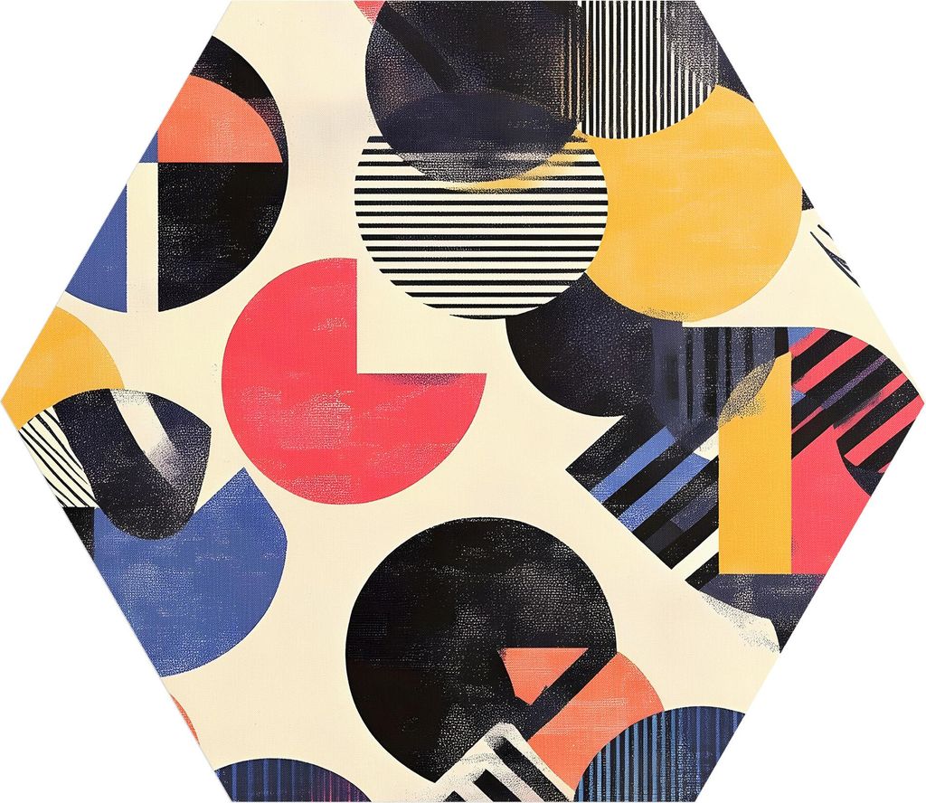 DEQORI Fototapete Sechseck 150x130 cm 'Bauhaus Beats' Wand Tapete Leinwand Sticker